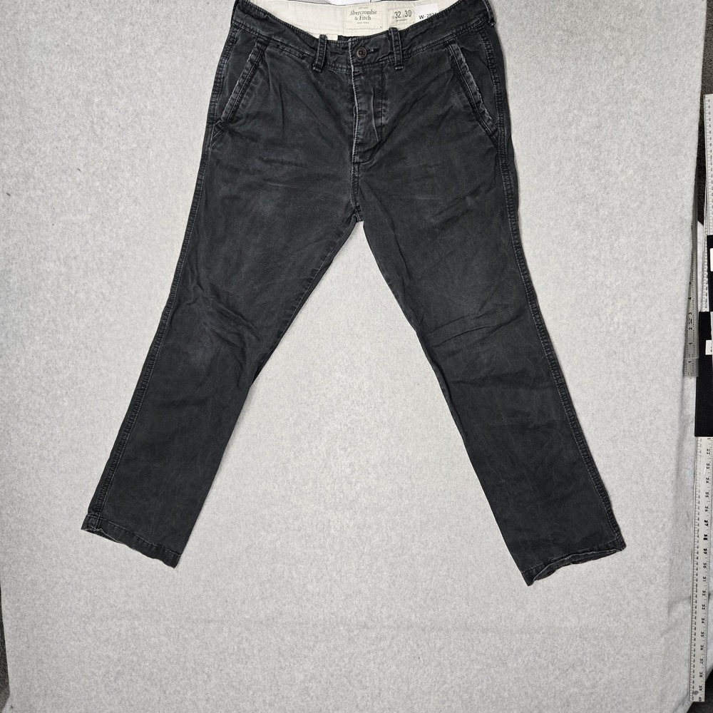 Abercrombie & Fitch Men Pants 32X30 Gray Chino Button 30" Inseam